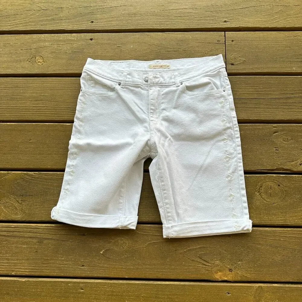 Levi's White Denim Bermuda Shorts
